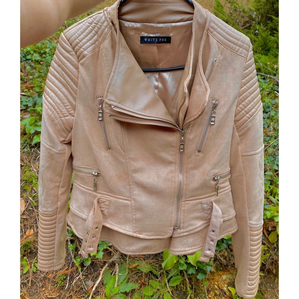 HP🎉 + White Fox Boutique Nude Bessy Biker Jacket - Picture 11 of 16
